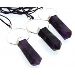 Amethyst Double Terminated Faceted Point Pendant